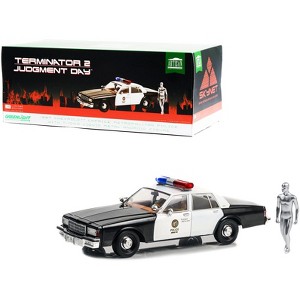 1987 Chevrolet Caprice Metropolitan Police Black & White w/Diecast Figure "Terminator 2" 1/18 Diecast Model Car by Greenlight - 1 of 3