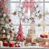 Red and White Candy Cane Wreath with Pine Cones for Front Door Christmas Decor Indoor Outdoor Wall Window Fireplace Porch - 3 of 4