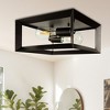 DORESshop 2-Light Black Farmhouse Caged Square Flush Mount Industrial Vintage Ceiling Lighting - 2 of 4