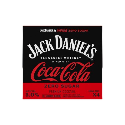 Jack Daniel's Whiskey & Coca-Cola Zero Cocktail - 4pk/12 fl oz Cans