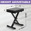 Liquid Stands Foldable Adjustable Piano Bench - X-Style Music Stool - Piano Keyboard Bench Seat for Keyboard Stand with Black Cushion Padded Bench - 3 of 4
