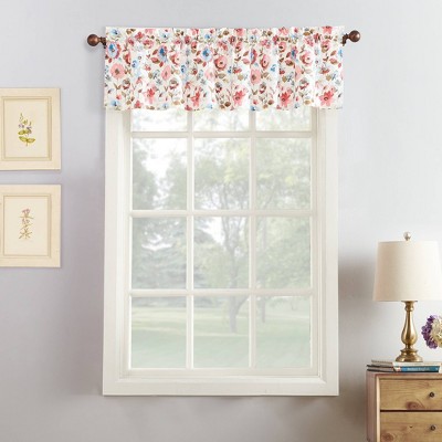 54" x 36" Blue Floral Polyester Kitchen Curtain Set