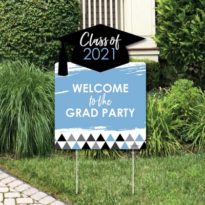 Big Dot of Happiness Light Blue Grad - Best is Yet to Come - Party Decorations - Light Blue 2021 Graduation Party Welcome Yard Sign