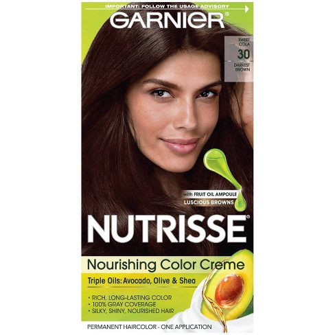 Garnier Nutrisse Nourishing Color Creme - 30 Darkest Brown : Target