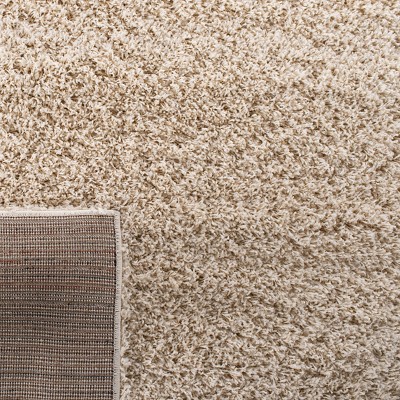 Ivory Synthetic Square Shag Area Rug 6'7"