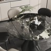 Versatile Dining Table with Marble-Pattern Stone Top & Steel Base - 3 of 4