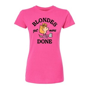 Women's - Peanuts - Blondes Get More Done Fitted Graphic T-Shirt - 1 of 3
