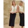 INSPIRE CHIC Women's Tweed Sleeveless Button Down V Neck Casual Business Blazer Vest - 2 of 4