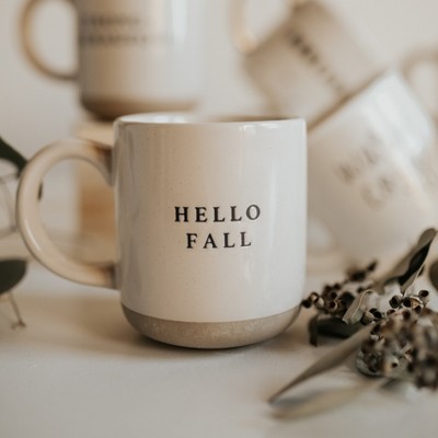 Hello Fall Beige Ceramic Stoneware Coffee Mug 14oz
