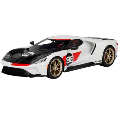 2021 Ford GT #98 White with Black Hood "Heritage Edition" 1/18 Model Car by Top Speed