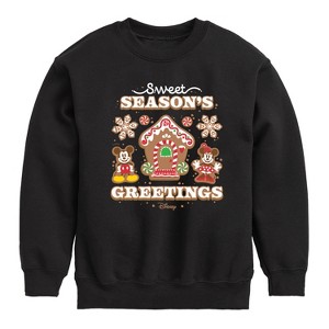 Boys' - Disney - Mickey and Minnie Sweet Seasons Greetings Christmas Graphic Long Sleeve Fleece Sweatshirt - 1 of 4