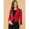 INSPIRE CHIC Women's Regular Fit Notched Lapel Ruched Sleeve Business Crop Blazer - 2 of 4