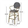 SKRAN Outdoor Wicker and Aluminum 29.5" French Barstools, Set of 2, Navy Blue, Bamboo Print Finish for Garden, Patio, Outdoor - 3 of 4