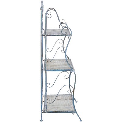 Antique Blue Iron 3-Tier Corner Shelf