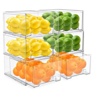 Sorbus 6 Piece Large Clear Stackable Pull Out Refrigerator Bins - Food Storage Containers for Kitchen, Refrigerator, Freezer & More - 1 of 4