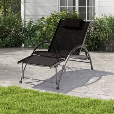 Hyleory 5-Position Adjustable Outdoor Portable Lounger with Detachable Headrest