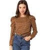 INSPIRE CHIC Women's Retro Puff Long Sleeve Round Neck Puffy Chiffon Blouse Tops - 2 of 4