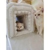 CAVINAS Multifunctional Storage Ottoman Bench with Arch Hollow Design, Plush Cushioned, Cat-Friendly Bench with Storage, Ottoman Footstool - 3 of 4