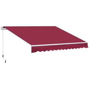 Vynxaria 2' x 8' Retractable Awning - Sun Shade Shelter with Manual Crank - Red - 1 of 4