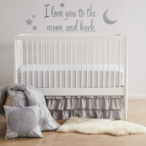 Grey and store white crib bedding