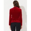 INSPIRE CHIC Women's Notched Lapel Vintage Office Button Front Velvet Blazer - 3 of 4