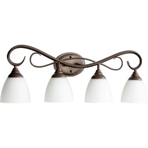 Quorum Lighting Powell 4-Light Oiled Bronze Fan with Amber Scavo Glass - 1 of 1