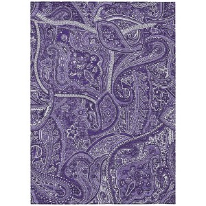 Purple Lavender And Silver Paisley Washable Indoor Outdoor Area Rug - 1 of 4