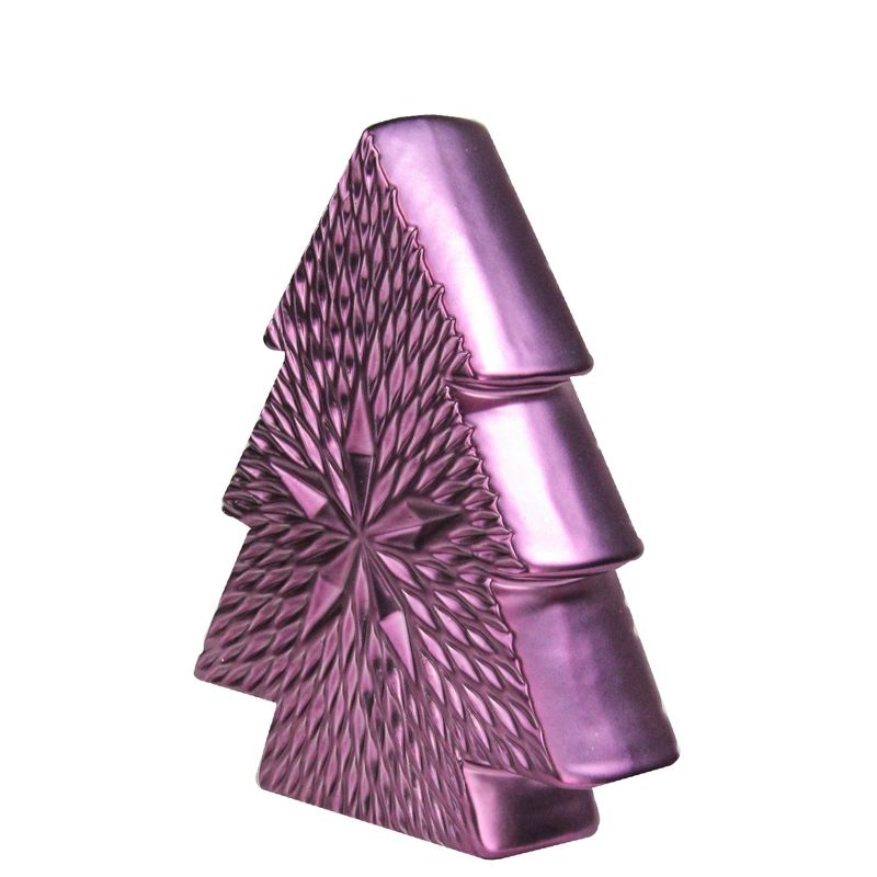 Northlight 6.25" Purple Ceramic Textured Tree with Star Table Top Christmas Decoration, 2 of 3