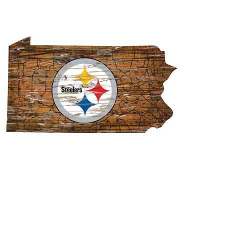 NFL Pittsburgh Steelers Fan Creations State Shape Logo Sign