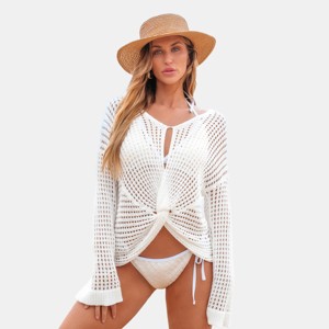 Women's Crochet Knit Beach Cover Up Top - Cupshe - 1 of 4