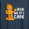 Women's - Garfield - Ask Me If I Care Lightweight French Terry Wide Neck Long Sleeve Shirt - 2 of 4