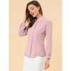 Allegra K Women's Work Peter Pan Collar Long Sleeve Button Down Shirt Pink Medium