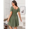 Coolmee Women Summer Mini Dress Casual Short Sleeve Square Neck A Line Pleated Swing Dresses Basic Short Sundress - 3 of 4