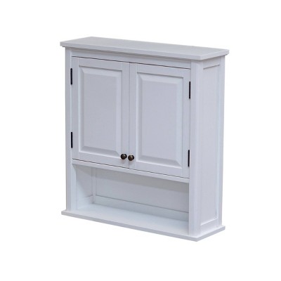 Dorset Elegant White Wall Mounted Bath Storage Cabinet with Glass Doors