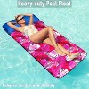 Jasonwell Oversized Pool Float Lounge, 72" X 37" XL Fabric-Covered Inflatable Contour Lounger with Headrest, Cooling Pool Raft, Palm Leaves Pink - 3 of 4