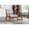 Vynxaria Light Gray Mid-Century Modern Leisure Accent Chairs with Solid Wood Armrests - 2 of 4