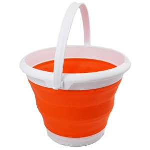 SAMMART 8.5L (2.2 Gallon) Collapsible Plastic Bucket - Foldable Tub, White/Carrot - 1 of 4