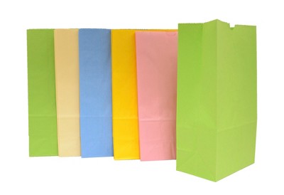 Rainbow Kraft Paper Bag, Flat Bottom, 6x11 Inches, White, Pack of 100