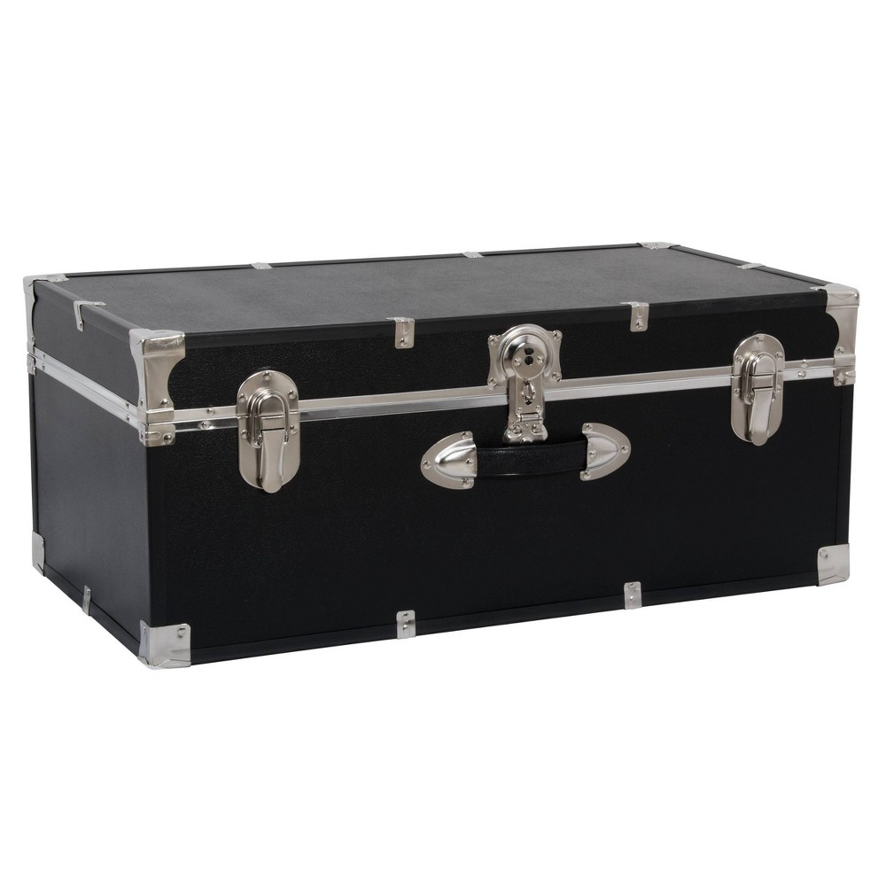 Seward Trunk 30" No Line Black: Universal Storage Footlocker, Utility Trunk, 200 lb Capacity, Vinyl & Metal, 3.16 Volume