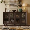 FUFU&GAGA Vintage Farmhouse Style Glass -Door Display Cabinet,Multi-Shelf Home Office Display Bookshelf,Display & Organize,Elevate Your Space - 3 of 4