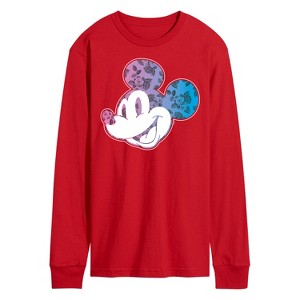 Men's - Disney - Mickey Floral Design Long Sleeve Graphic T-Shirt - 1 of 3