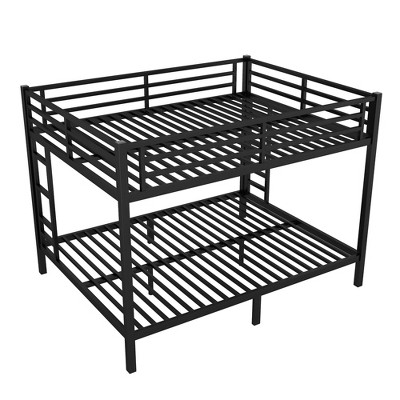 TiramisuBest Black Full XL Over Queen Metal Bunk Bed with Ladder and Slats Support - Ideal for Adults and Teens, Sturdy and Easy to Assemble
