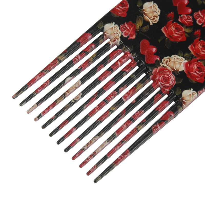 Unique Bargains Wide Tooth Afro Hair Pick Comb Hair Styling Tool for Men Plastic Flower Pattern Red Black 1 Pc, 4 of 6