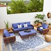 Outdoor Patio Sofa Set, 7 Pcs Sofa Set with Multifunctional Footstool, Rattan Sofa with Wooden Armrests and Removable PE Cushions-Coolbibila - 3 of 4