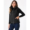 Allegra K Women's Zip-Up Sleeveless Winter Hoodie Quilted Jacket - 4 of 4