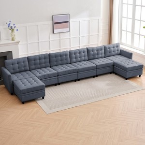 Mjkone Modular Convertible Sectional Sofa with Adjustable Armrest,Storage Ottoman,Modern L/U Shaped Sofa Bed - 1 of 4