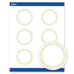 Avery 3" Diameter Labels, Gold Border with Gold Dots, 60 ct - 1 of 4