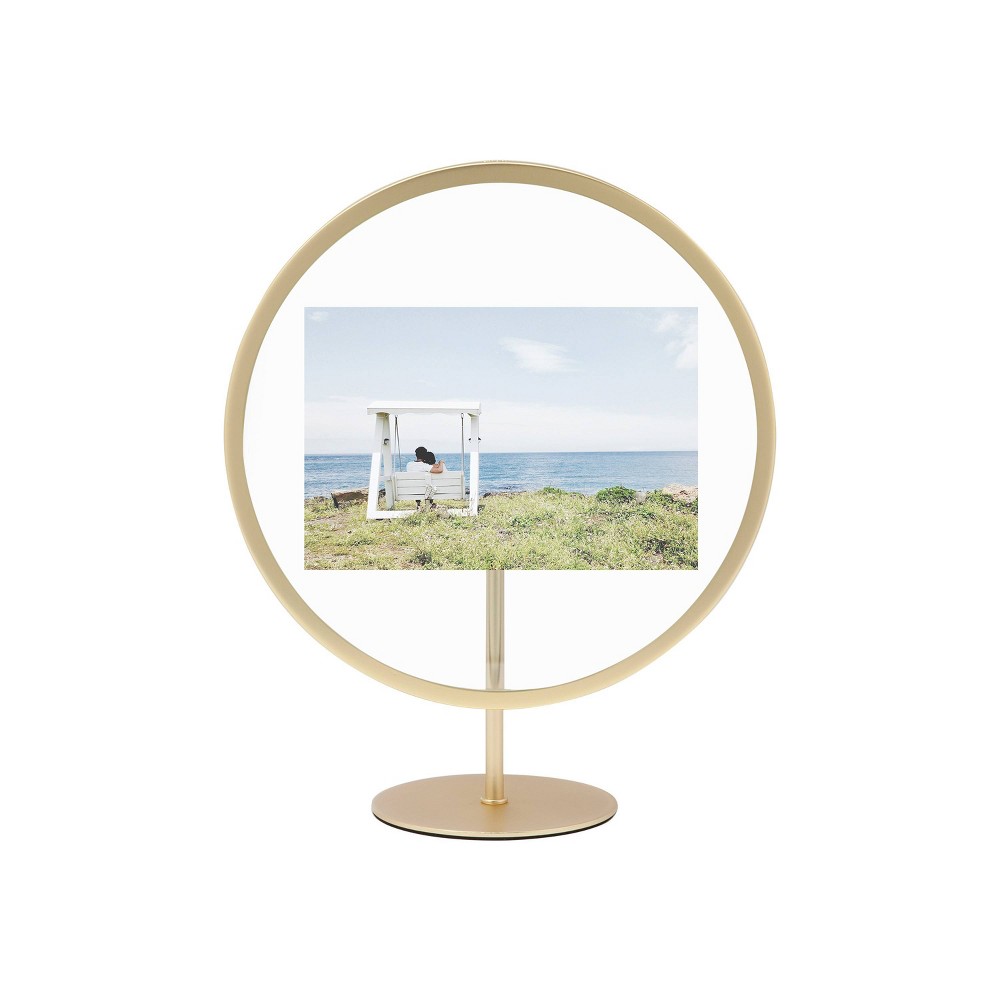 Photos - Photo Frame / Album Umbra 4"x6" Infinity Picture Frame Matte Brass: Modern Steel Pedestal Moun 