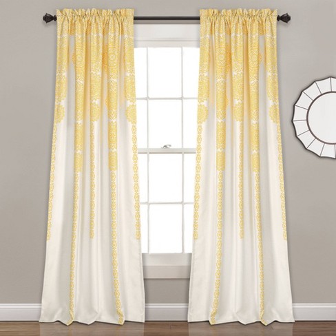 Set Of 2 52 X84 Stripe Medallion Light Filtering Window Curtain Panels Yellow Lush Decor Target