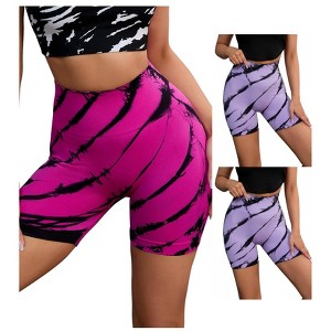 INSPIRE CHIC 3 Packs Women's Tie Dye High Waist Workout Running Fitness Thigh Slimmers Shapewear Shorts - 1 of 4